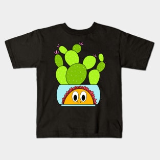 Cute Cactus Design #113: Beavertail Cacti In A Happy Flower Pot Kids T-Shirt